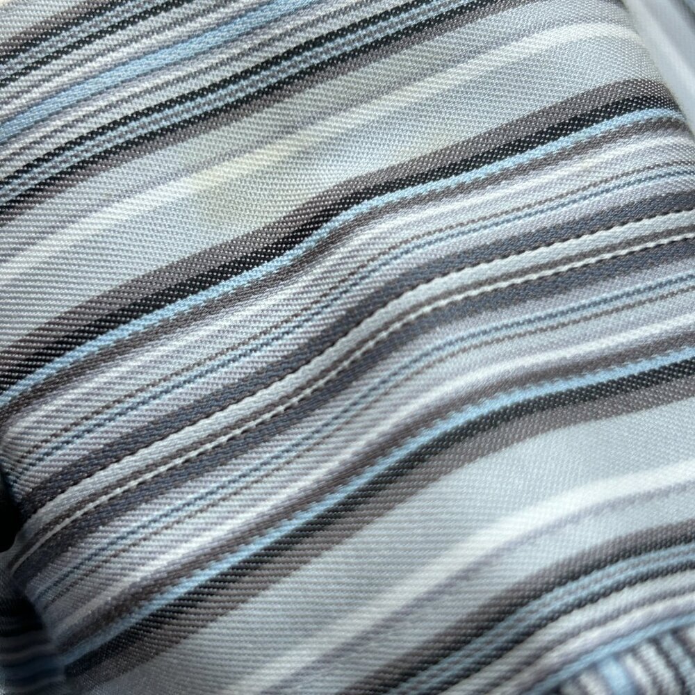 Pronto-Uomo Non-iron Multi-colored Pinstripe Button Down Shirt 100% Cotton Large - Picture 6 of 6